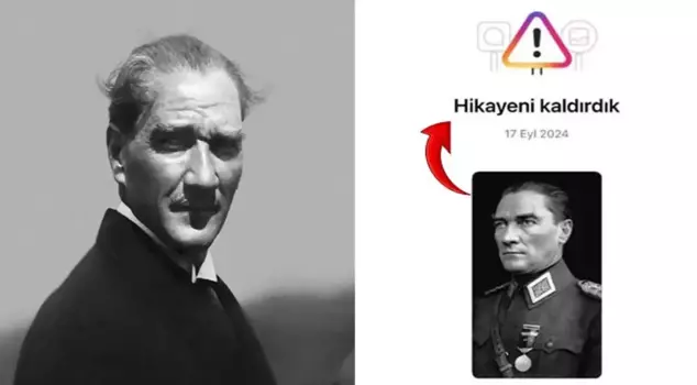 Instagram removed Atatürk's photo on the grounds of being a 'dangerous person.'