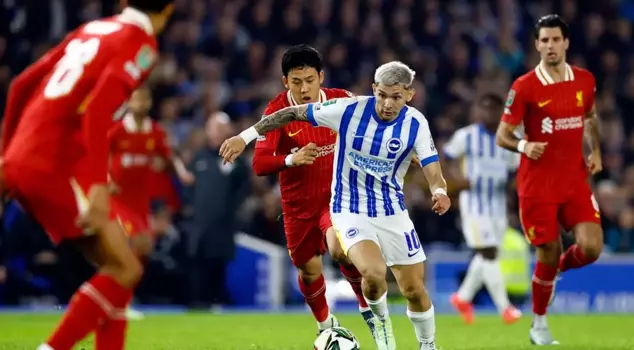 Brighton defeated the champion Liverpool.