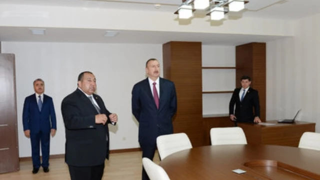 Azerbaijani President Reviews New Office Building Of Khizi District Executive Authority