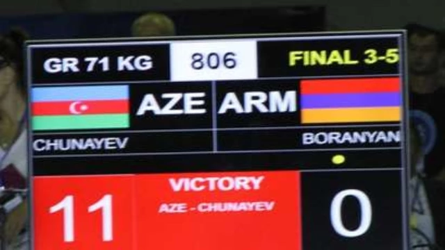 Азербайджанский борец победил армянина за 23 секунды
