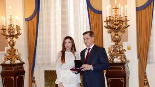 Azerbaijan's First Lady Mehriban Aliyeva Receives Astrakhan Oblast Order Of Merit