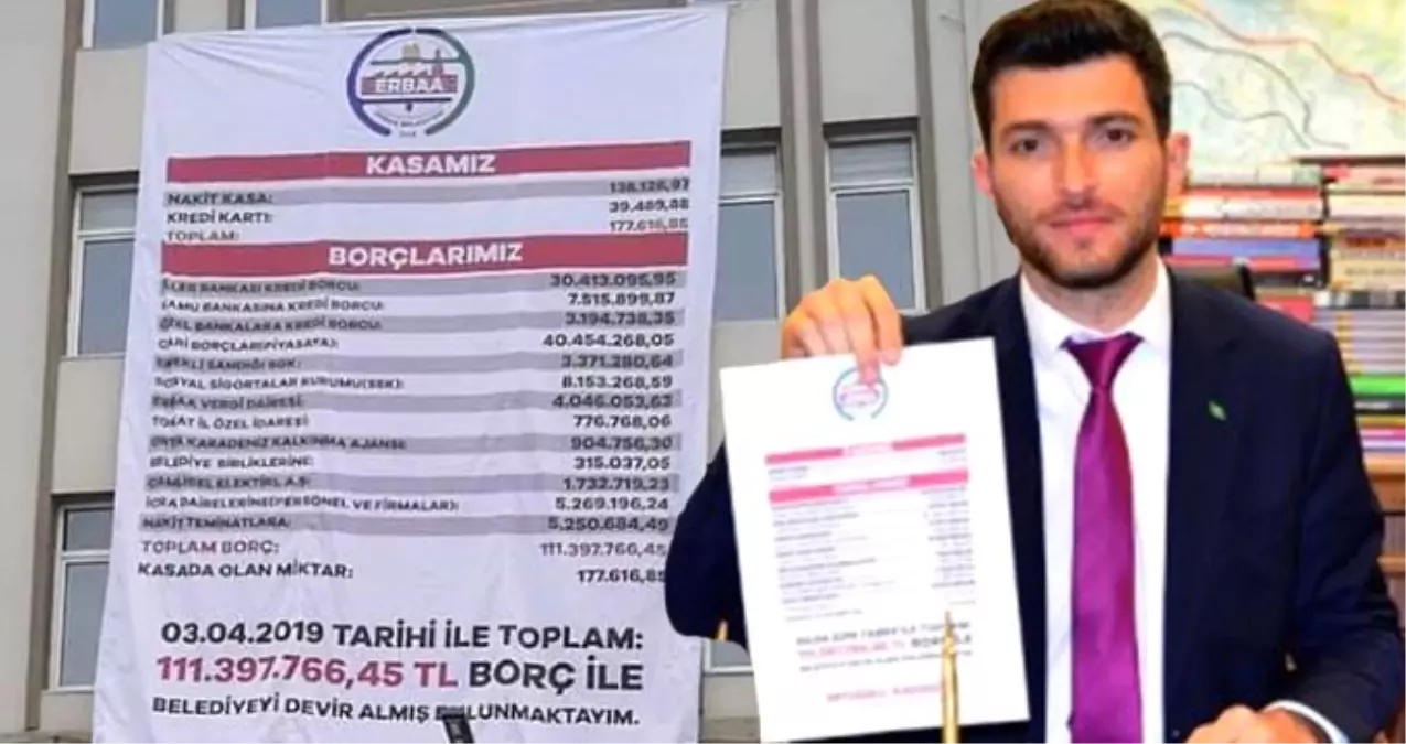 MHP'li Belediye Başkanı Ertuğrul Karagöl, Devraldığı Borç Durumunu Gösteren Afişi Belediye Binasına Astırdı MHP'li Belediye Başkanı Ertuğrul Karagöl, Devraldığı Borç Durumunu Gösteren Afişi Belediye Binasına Astırdı