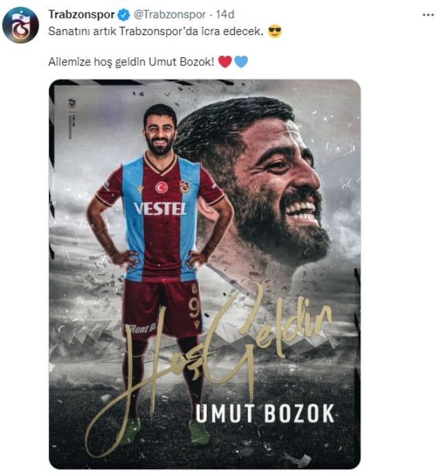 Süper Lig in son gol kralı Umut Bozok resmen Trabzonspor da Haberler