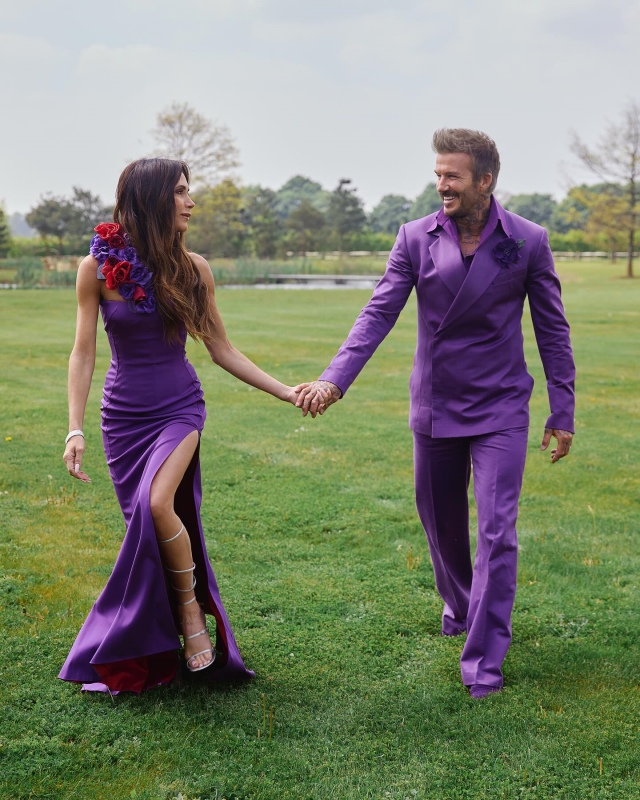 Victoria and David Beckham wore their wedding outfits again on their 25th anniversary of marriage