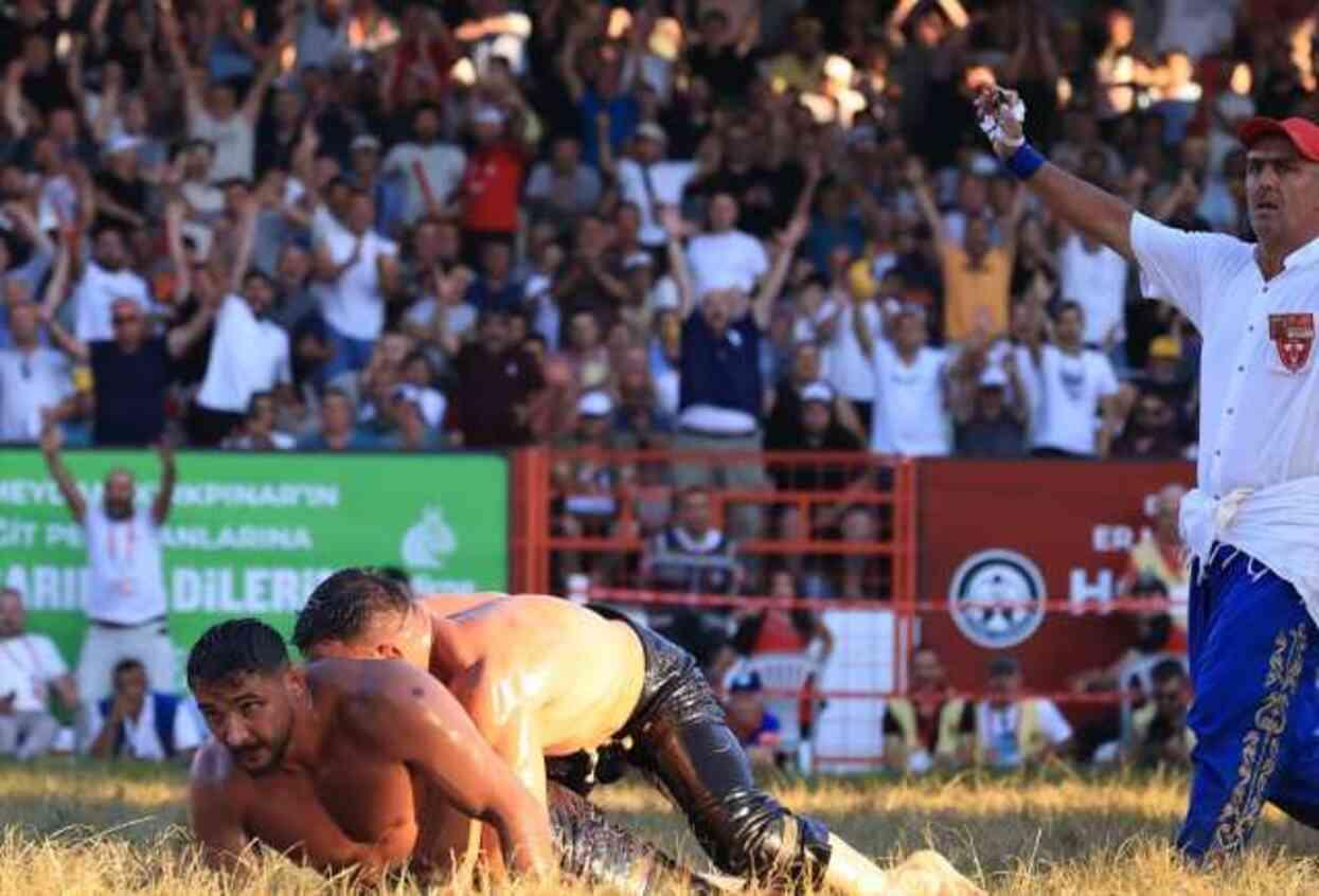 Yusuf Can Zeybek becomes the champion in the 663rd Historical Kırkpınar Oil Wrestling Championship