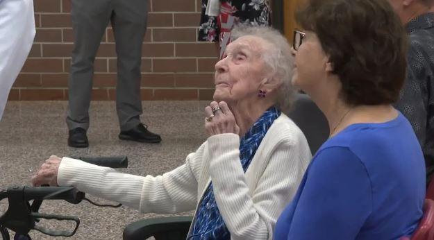 99-year-old woman graduates from high school 81 years after leaving during World War II