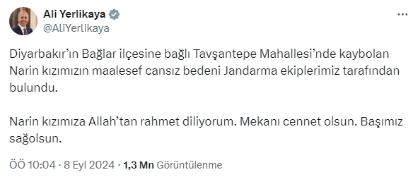 Bakanların Narin mesajında dikkat çeken ortak nokta! Üçü de aileye başsağlığı dilemedi