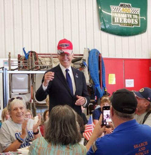 US President Joe Biden wore a Trump 2024 hat at the September 11 event