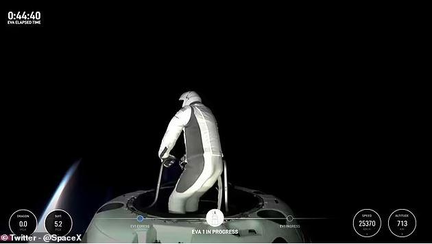 Billionaire Jared Isaacman performs the first private spacewalk by exiting the SpaceX capsule