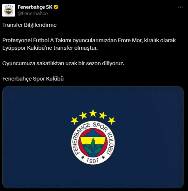 Fenerbahçe extends Emre Mor's contract and loans him to Eyüpspor