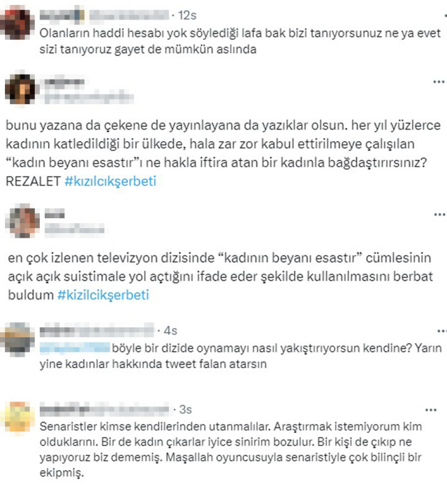 The phrase 'The woman's statement is essential' in Kızılcık Şerbeti received backlash