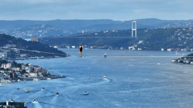 Historic moments on the Bosphorus! Walked from Asia to Europe on a rope