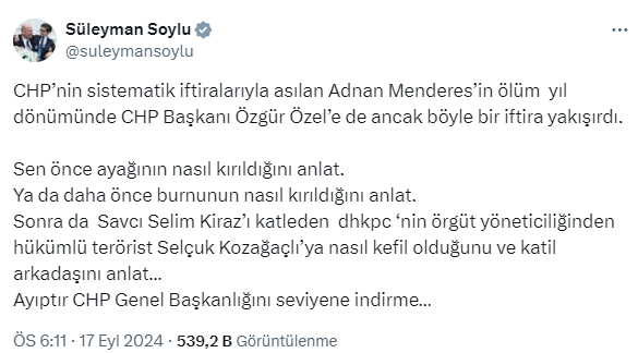 Response from Soylu to Özel's 'mafia' accusation: First, tell us how your leg and nose were broken