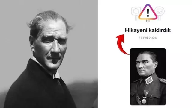 Instagram removed Atatürk's photo on the grounds of being a 'dangerous person.'