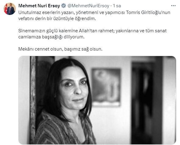 Famous screenwriter and director Tomris Giritlioğlu has passed away