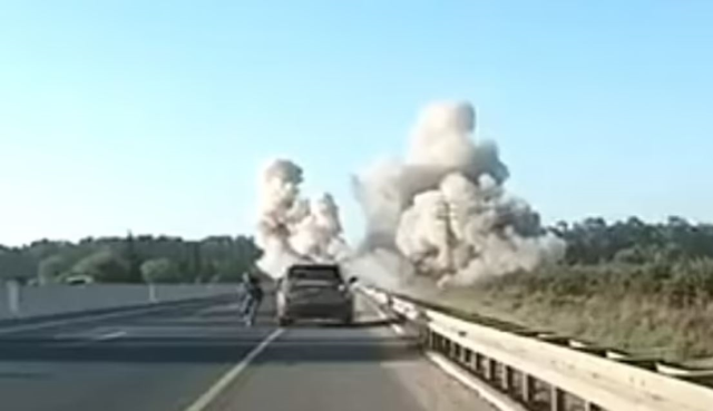 Moments when the missile fired by Hezbollah fell onto the highway were captured on camera