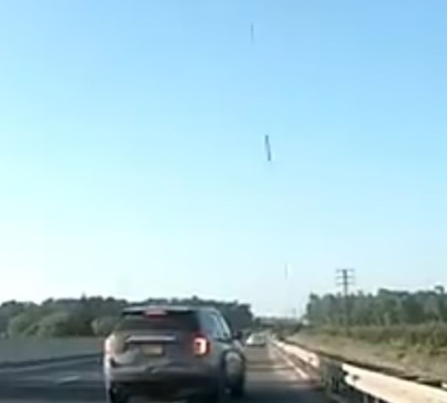 Moments when the missile fired by Hezbollah fell onto the highway were captured on camera