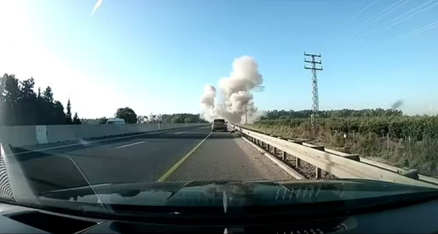 Moments when the missile fired by Hezbollah fell onto the highway were captured on camera