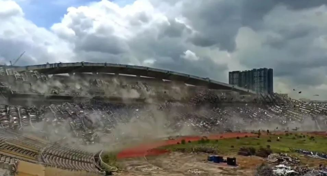 The historic Shah Alam Stadium of Malaysia was demolished in seconds