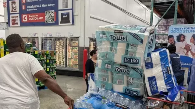 Americans emptied the toilet paper shelves due to the dockworkers' strike.