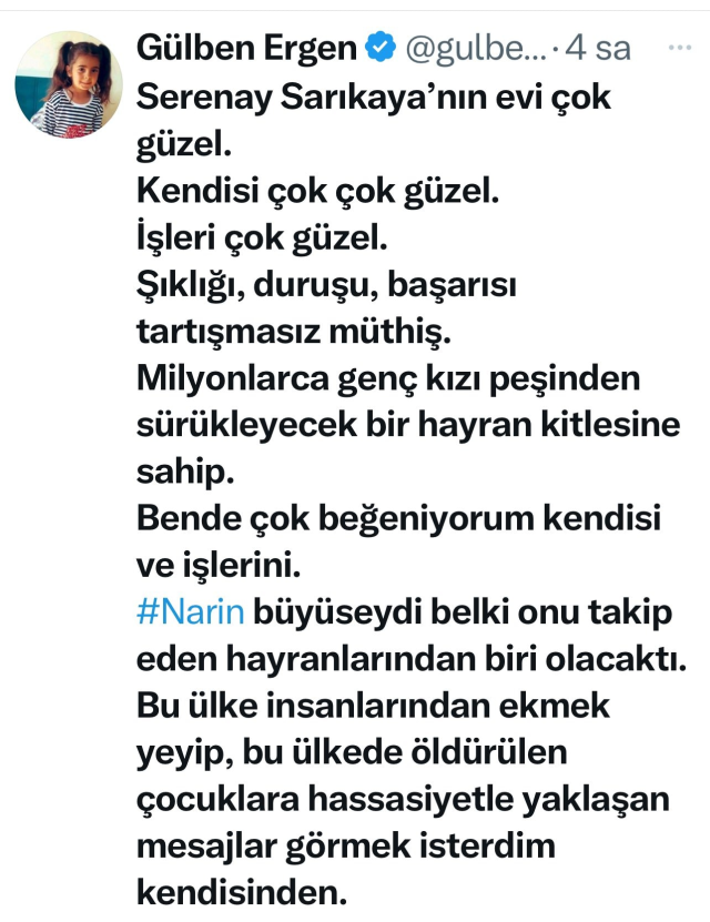 Gülben Ergen's reaction to Serenay Sarıkaya regarding Narin Güran