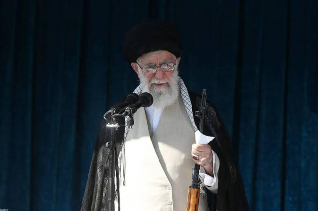 Khamenei appeared at the Friday sermon with a Dragunov sniper rifle