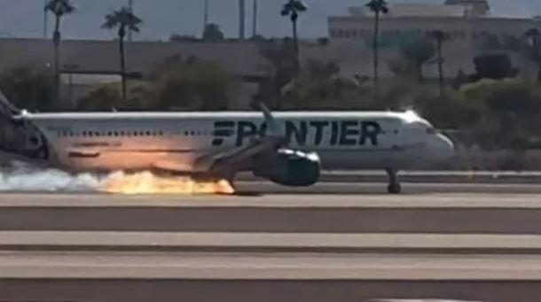 The wheels of the aircraft carrying 200 passengers in Las Vegas caught fire during landing