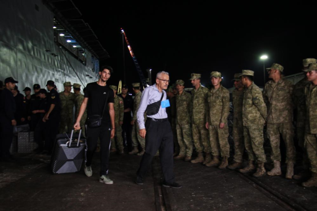 The first ship carrying 558 Turkish citizens evacuated from Lebanon has arrived in Mersin