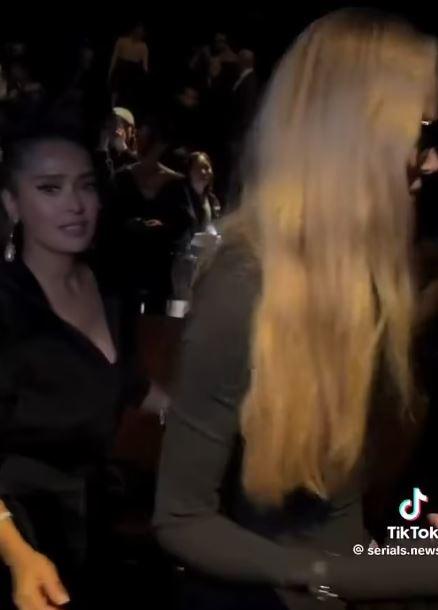 Tense moments occurred between Nicole Kidman and Salma Hayek at the Balenciaga fashion show in Paris