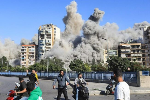 The 10-story building in Beirut collapsed within seconds due to the Israeli attack