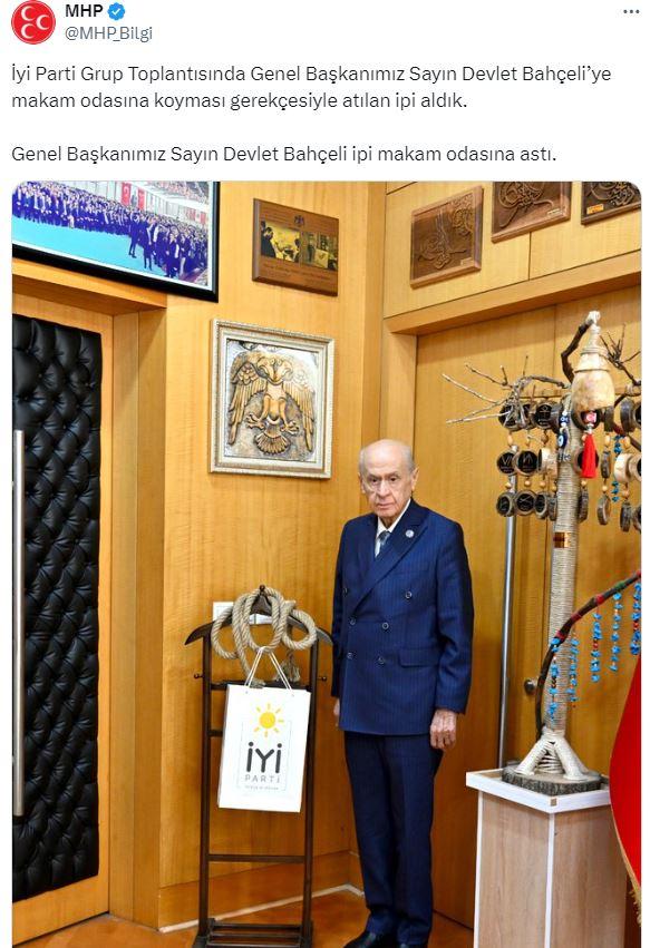 Bahçeli's striking statement after hanging the noose in his office