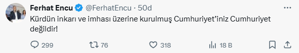 Scandalous October 29 post from former HDP deputy Ferhat Encü