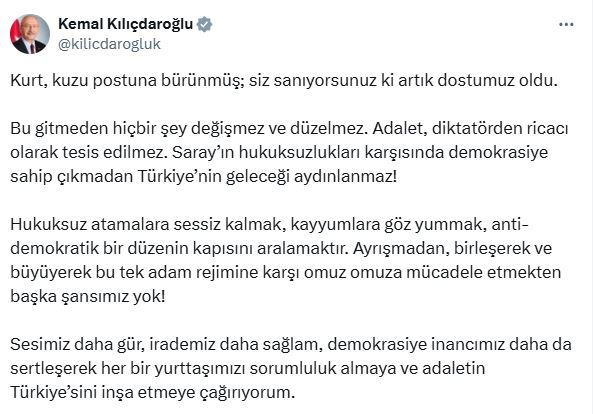 هل كان يستهدف أوزغور أوزيل؟ أول تعليق لكليتشدار أوغلو على تعيين وصي لثلاث بلديات