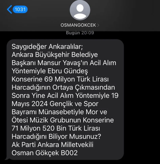 Osman Gökçek sent an SMS to the people of Ankara, Mansur Yavaş responded in the same way