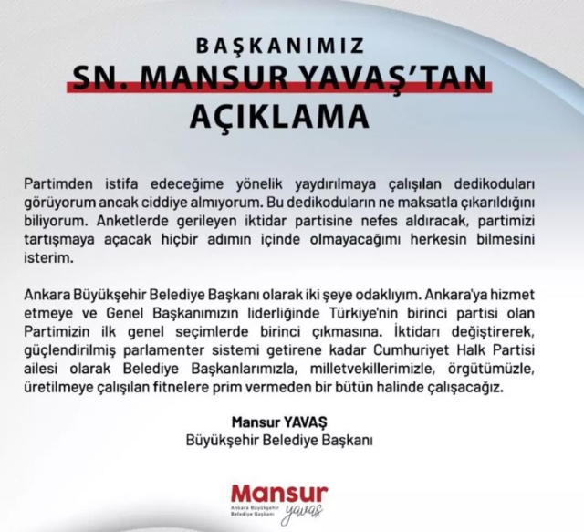 Mansur Yavaş put an end to the 'resignation' allegations