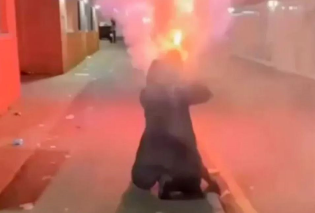 The man dressed as Darth Vader firing fireworks at people with a rocket launcher caused panic