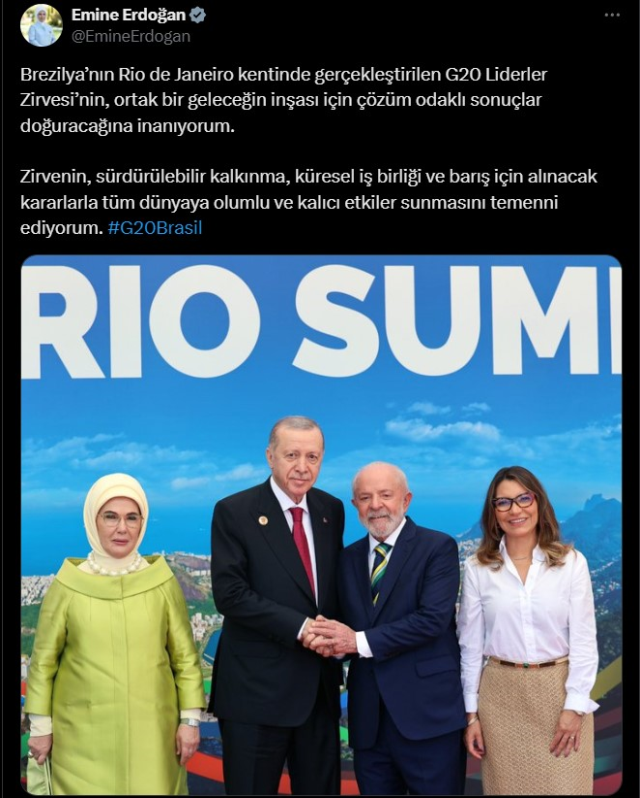 Message from Emine Erdoğan on the 'G20 Leaders Summit'