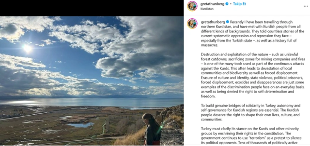 Scandalous Kurdistan post by Greta Thunberg