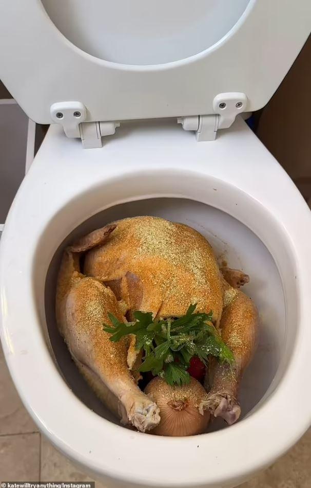 Social media influencer shocked her followers by cooking Thanksgiving turkey in the toilet