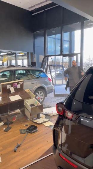 Angry driver crashed into the dealership after failing to get his money back