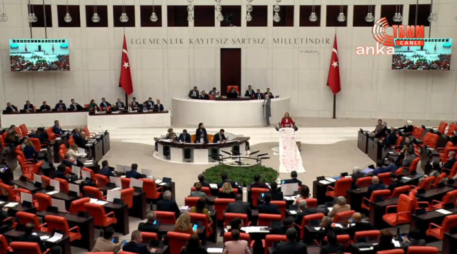 Dinçer from CHP hung a shroud on the parliamentary podium