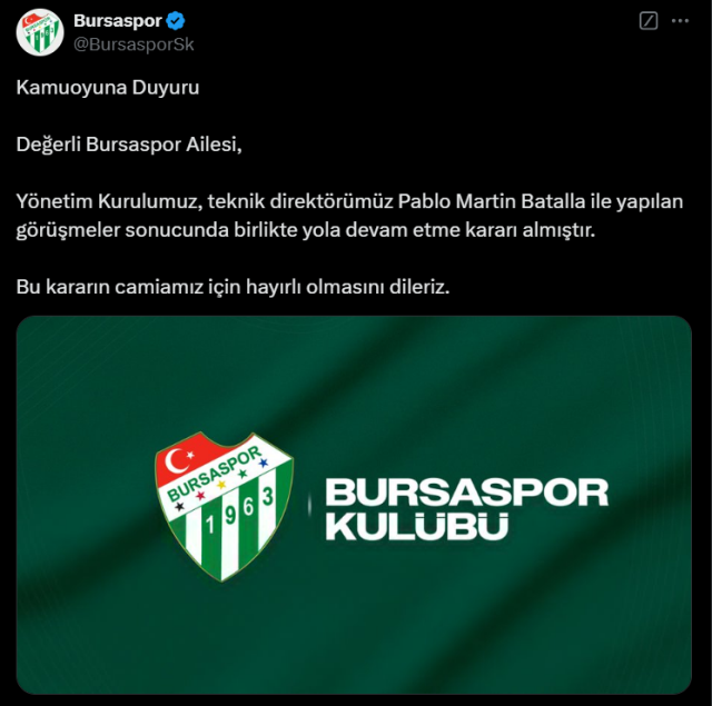 No one can make sense of it: Surprise Batalla development at Bursaspor