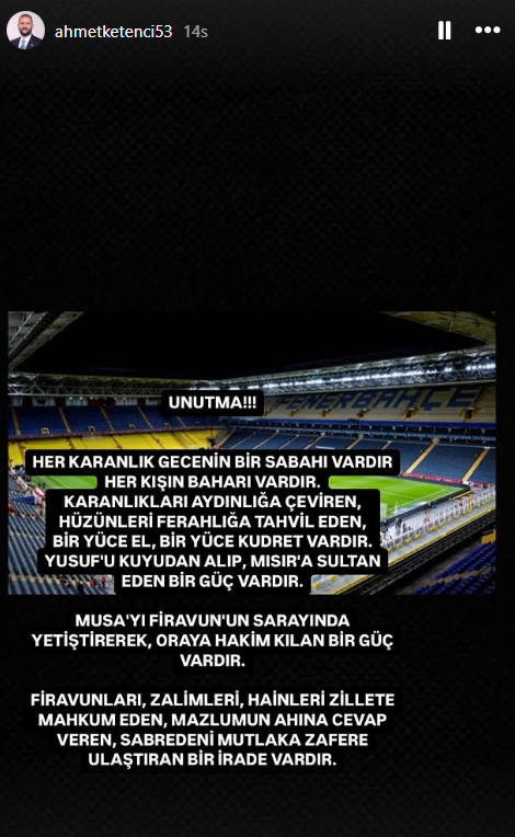 A strange midnight post from the Fenerbahçe executive