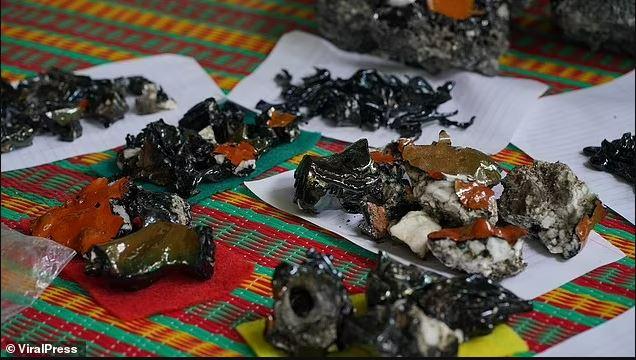 Black rocks fell from the sky after lightning struck