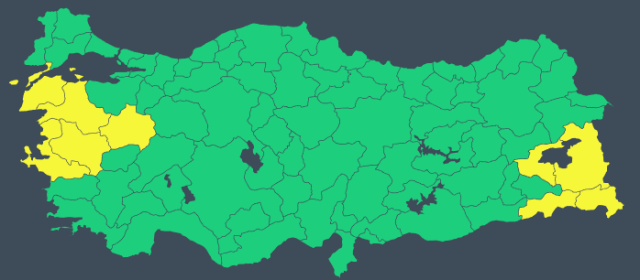 Yellow code warning from Meteorology for 9 provinces