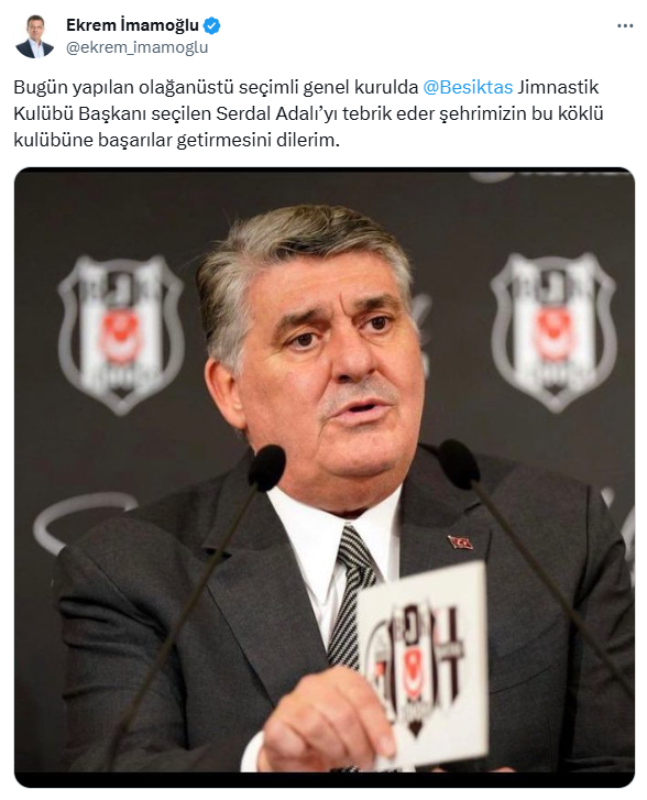 The first statement from Beşiktaş's new president Serdal Adalı has arrived