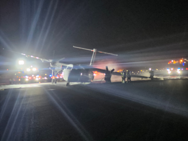 The passenger plane that made a hard landing at the airport caught fire