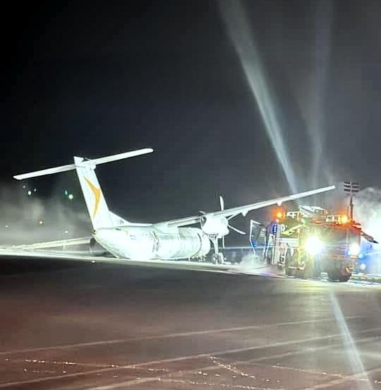 The passenger plane that made a hard landing at the airport caught fire