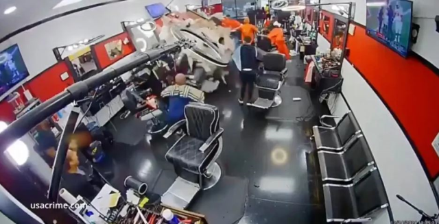 Luxury car out of control crashed into the barbershop