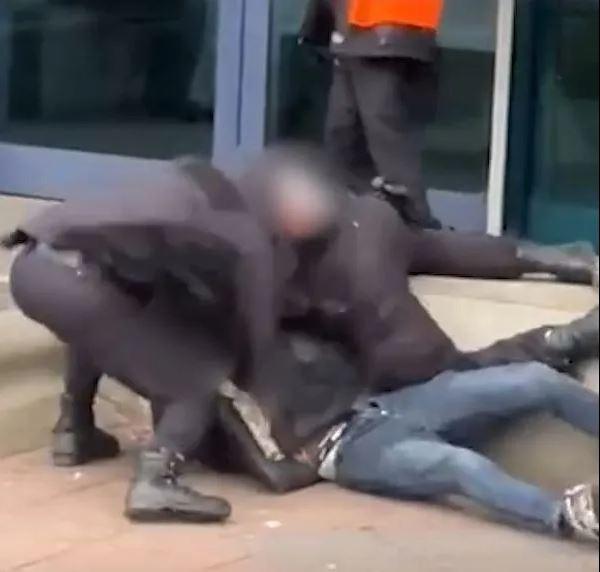 Police violence at Manchester Airport captured on camera